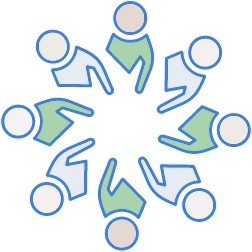 Illustration of people in a circle denoting teamwork