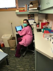 Martha doing lab work